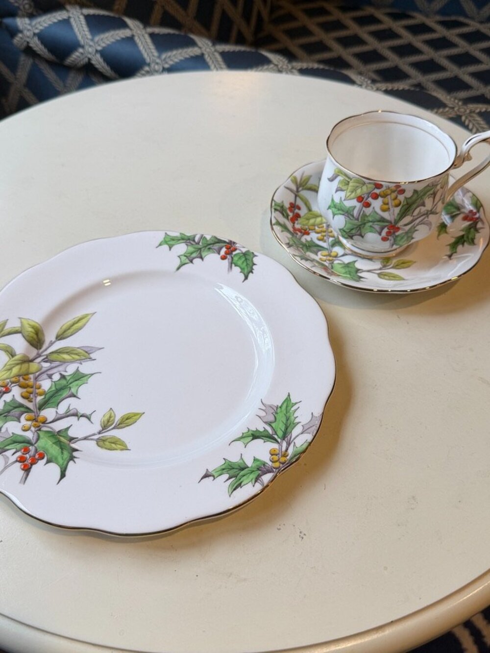 Royal Albert Holly Teacup and plate Set Flower of Month #12 Christmas December